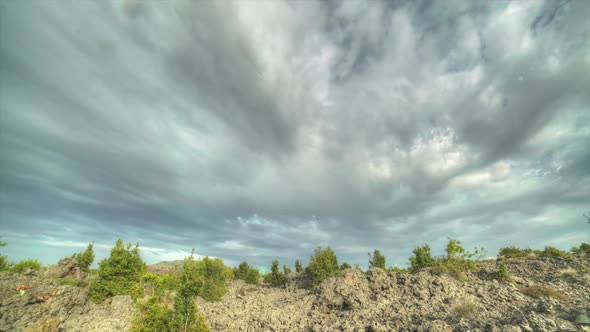 Basalt Lowland Covered With Solidified Lava Rocks