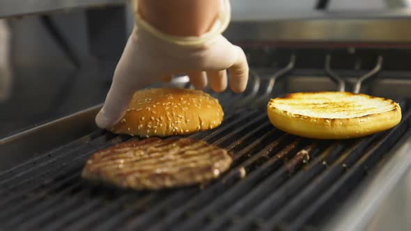 Side view of the delicious burger cutlet 