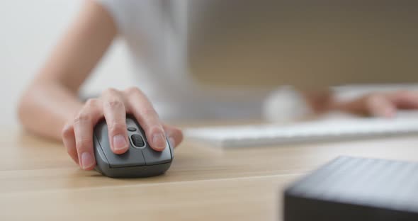 Woman work on computer at home