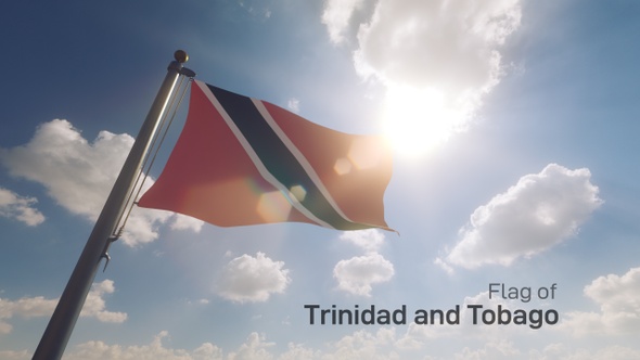 Trinidad and Tobago Flag on a Flagpole V2