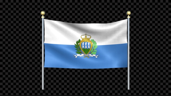 San Marino Flag Waving In Double Pole Looped