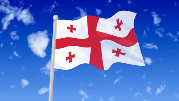 Georgia Flag Waving In The Sky With Cloud alt