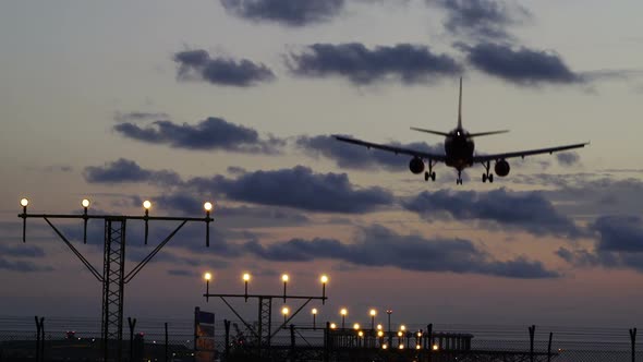 Airplane Landing Sunset