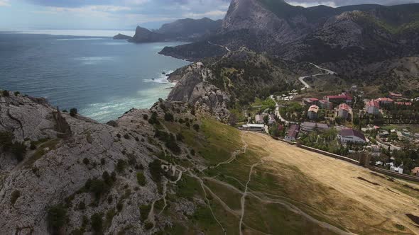 Beautiful Ruins of the Sudak Fortress and Mount Fortress on the Black Sea Coast