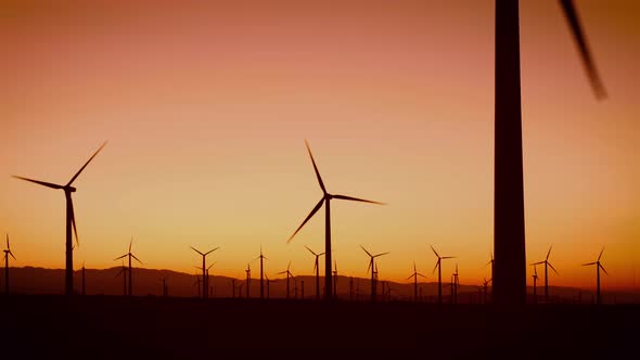 Wind turbines at dawn in California