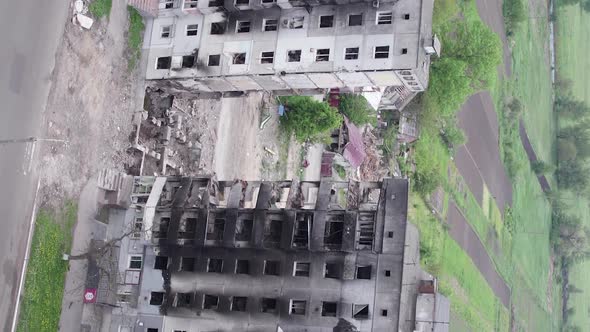 Vertical Video of a Wartorn House in Borodyanka Ukraine