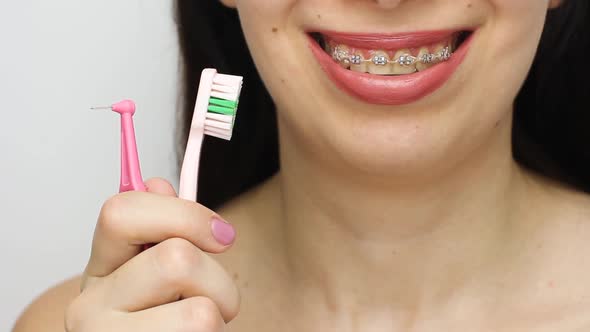 Two Types of Brush for Cleaning Teeth with Dental Braces