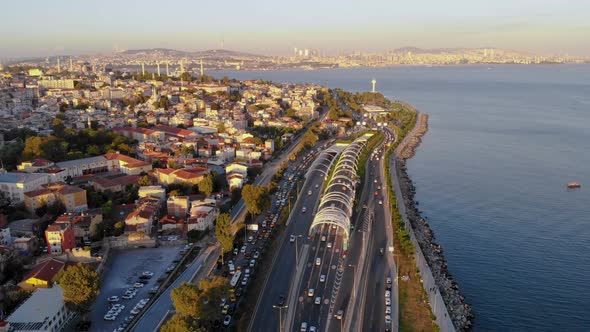 4K Aerial view of Istanbul city - Eurasia Tunnel - Hagia mosque
