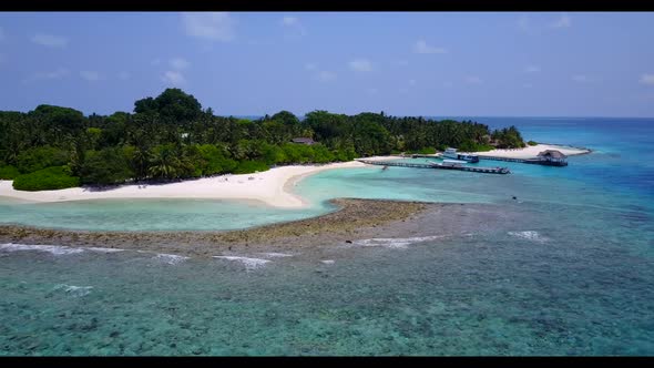 Aerial view landscape of tropical island beach wildlife by blue sea with white sandy background of a