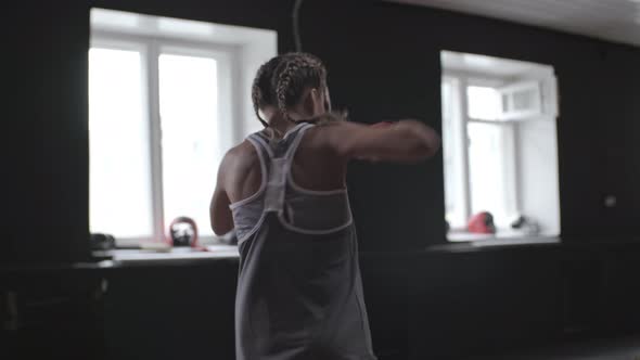 Sporty Woman Doing Shadow Boxing