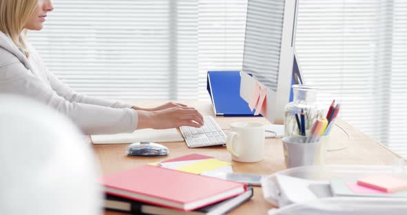 Businesswoman working over computer