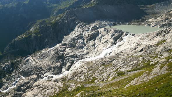 The Glacier on the Top of Furka and Grimsel Pass in Switzerland