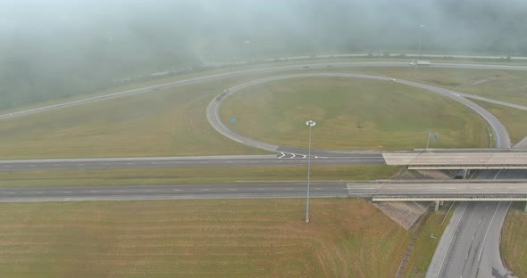 A Dense Fog in the Early Morning Around the Bridge Across US 65 Highway Near Satsuma Alabama