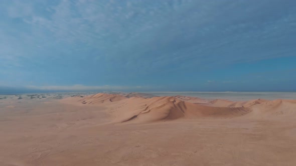 Aerial top view on sand dunes in Desert of Namib, in Nambia, Africa