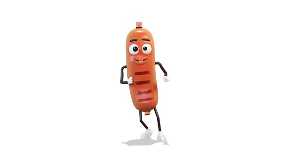 Sausage Dancing An Ice Baby Dance on White Background