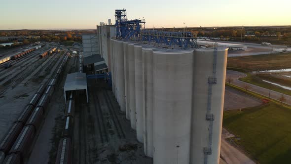 aerial view of grain silos  in Kenosha Wisconsin