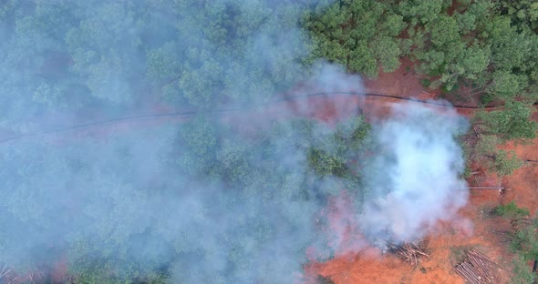 Land Preparation for Construction of New Houses Fires Used to Burn Uprooted Forests