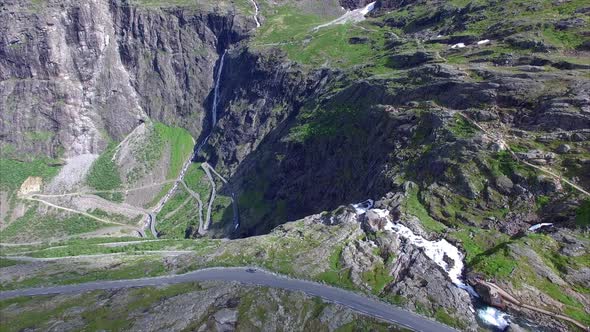 Trollstigen pass in Norway, aerial