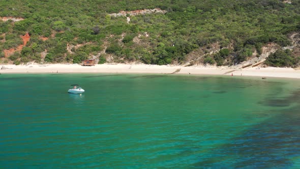 Aerial View of the White Boat Within Beautiful Seascape alt