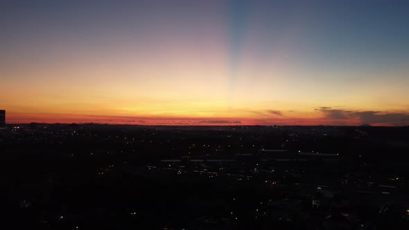 Drone Aerial View Of Beautiful Dusk Sunrise