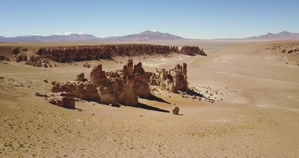 Aerial view of Tara's Cathedrals in Atacama Desert