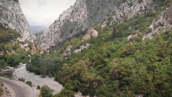 Huge rocky mountains in canyon