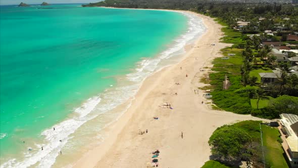 Aerial of Kalama Beach in Hawaii