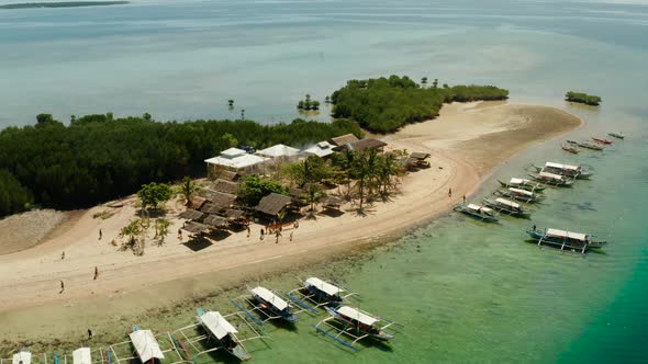 Tropical Island with Sandy Beach. Palawan, Philippines