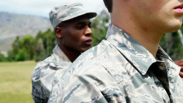 Military troops taking oath at boot camp 4k