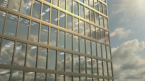 Skyscraper Exterior and Windows of the High Rise Office Building Loop 4k