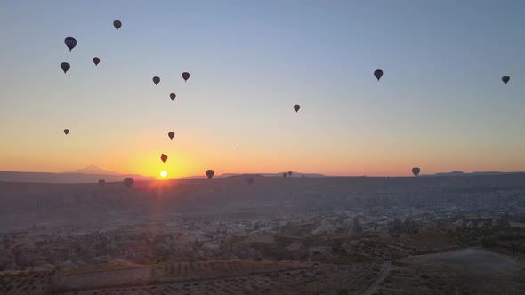 Cappadocia, Turkey : Balloons in the Sky. Aerial View