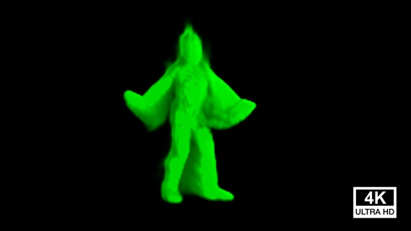 Hip Hop Dancing Green Smoke Man 4K