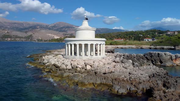 Aerial video of Saint Theodor Lantern, Argostoli, Kefalonia, Greece