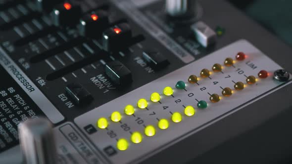 LED Indicator Level Signal on the Sound Mixing Console or Dj Console