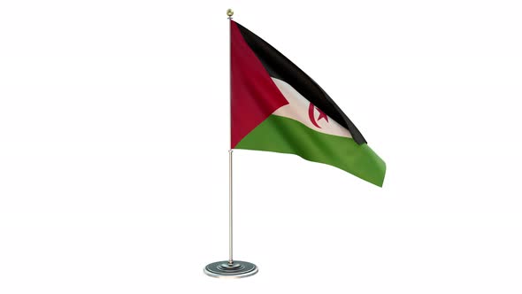 Western Sahara Small Flag Pole Looping  Animation Include Alpha Channel