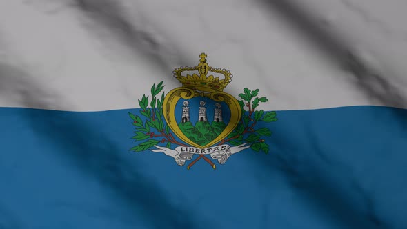 San Marino flag waving in the wind.