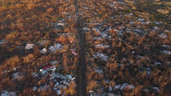 Aerial View Full of Waste Garbage Land Close to a City