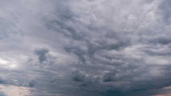 Timelapse of Gray Cumulus Clouds Moves in Blue Dramatic Sky Cirrus Cloud Space