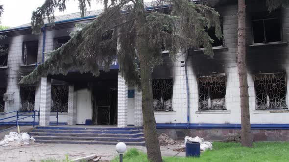 War in Ukraine  Destroyed Police Station in Borodyanka