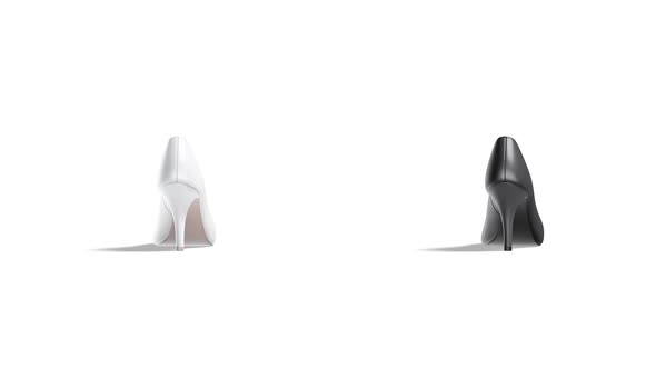 Blank black and white high heels shoes mockup, looped rotation