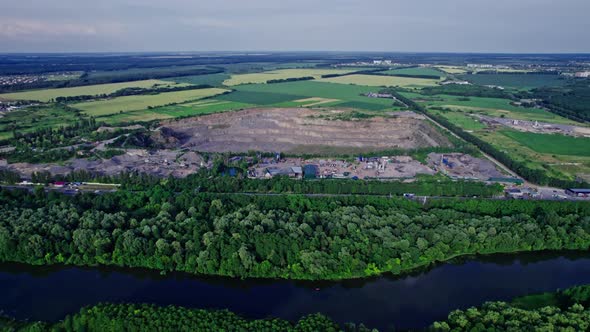 Opencast Granite Mining Quarry with Working Machinery