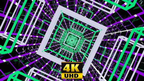 Tunnel Colored Squares 4K