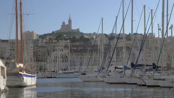 Old Port of Marseille and Notre-Dame de la Garde, France