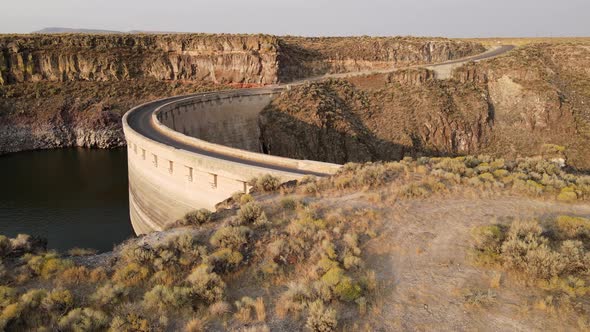 Aerial shot of the Salmon Falls Dam in Southern Idaho