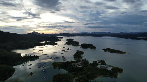 Aerial View of Fish Farms in Norway