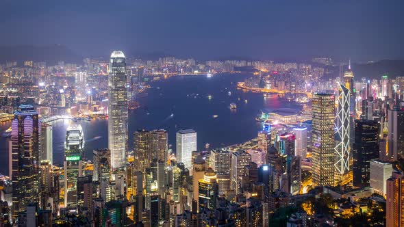 Time Lapse of Hong Kong Downtown at Night 