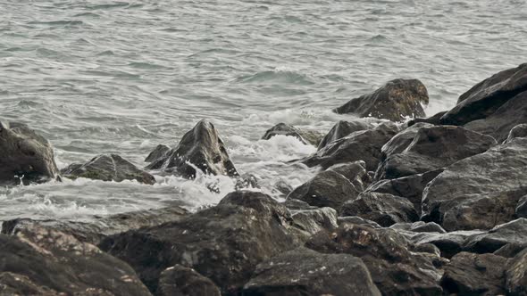 Wave of the Sea on the Sand Beach