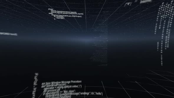 Computer codes moving against black screen