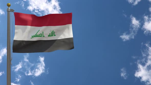 Iraq Flag On Flagpole