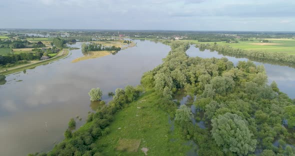 Aerial view of river IJssel, Veessen, The Netherlands.